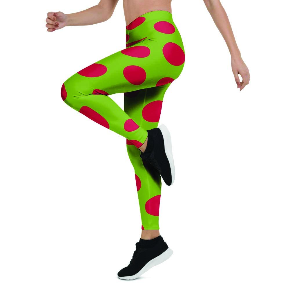 Green And Red Polka Dot Women's Leggings-grizzshop