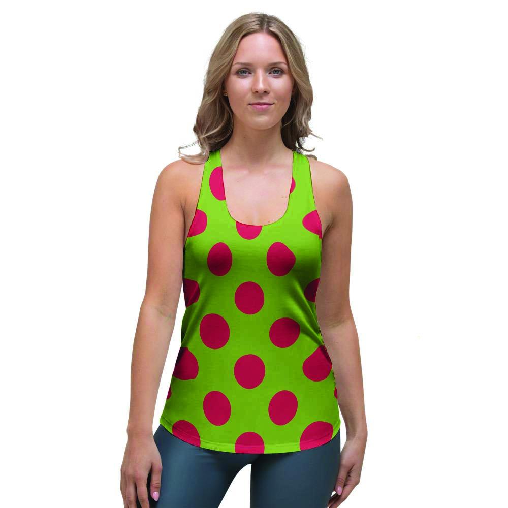 Green And Red Polka Dot Women's Racerback Tank Top-grizzshop
