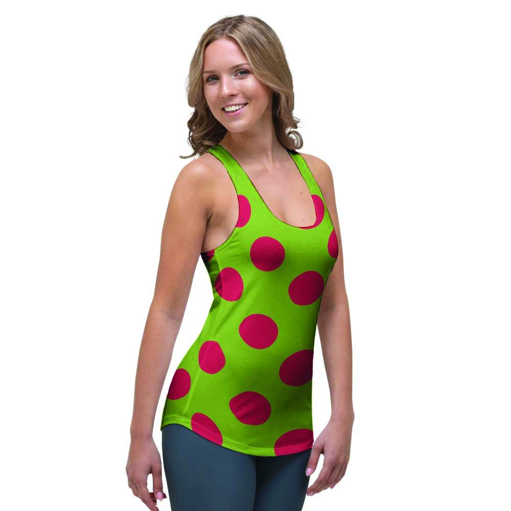 Green And Red Polka Dot Women's Racerback Tank Top-grizzshop