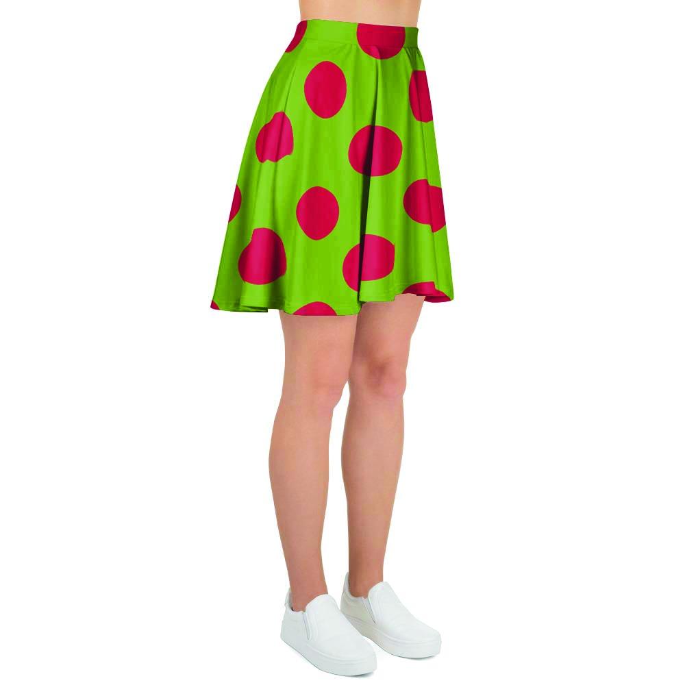 Green And Red Polka Dot Women's Skirt-grizzshop