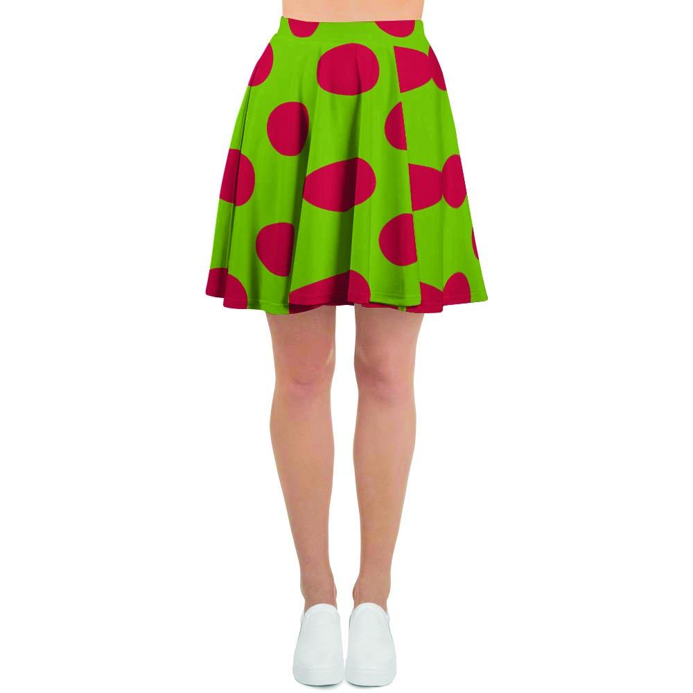 Green And Red Polka Dot Women's Skirt-grizzshop