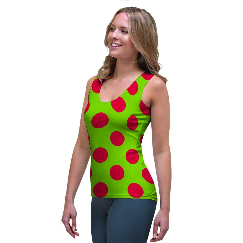 Green And Red Polka Dot Women's Tank Top-grizzshop