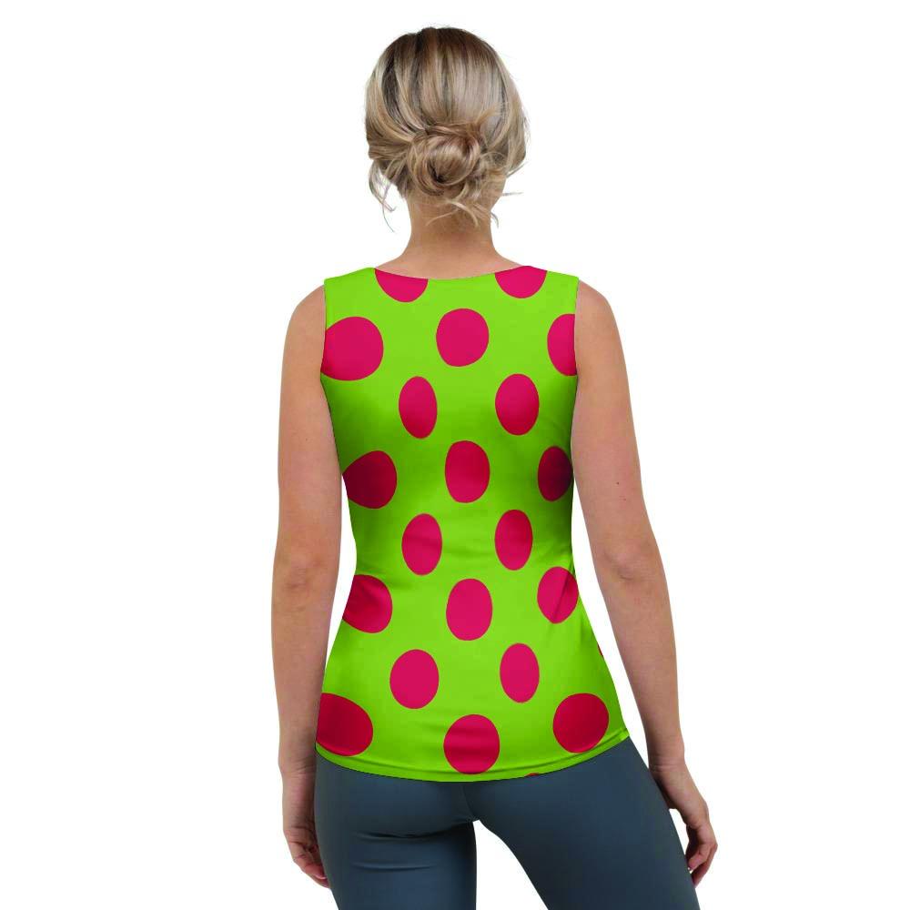 Green And Red Polka Dot Women's Tank Top-grizzshop