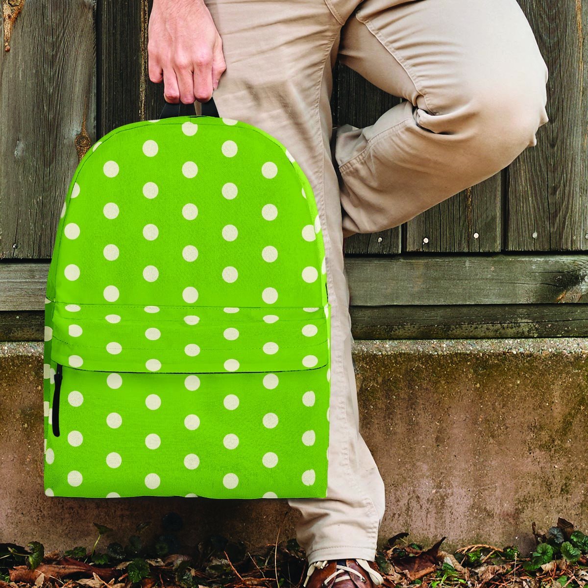 Green And White Polka Dot Backpack-grizzshop