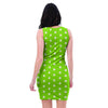 Green And White Polka Dot Bodycon Dress-grizzshop