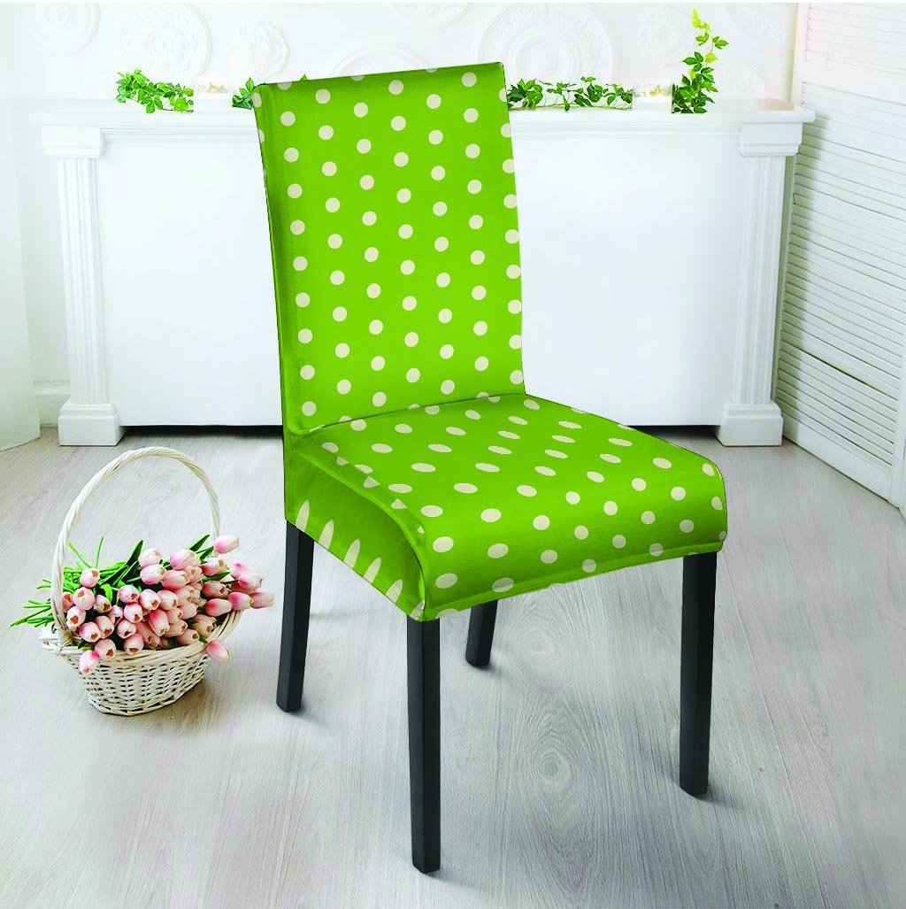 Green And White Polka Dot Chair Cover-grizzshop