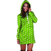 Green And White Polka Dot Hoodie Dress-grizzshop