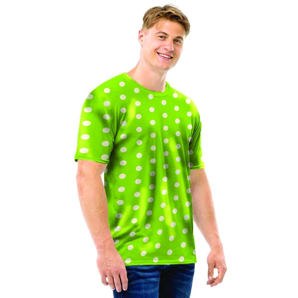 Green And White Polka Dot Men T Shirt-grizzshop