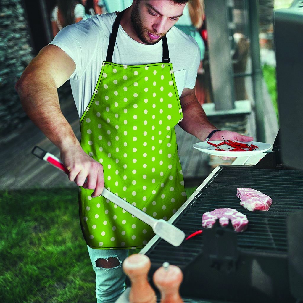 Green And White Polka Dot Men's Apron-grizzshop