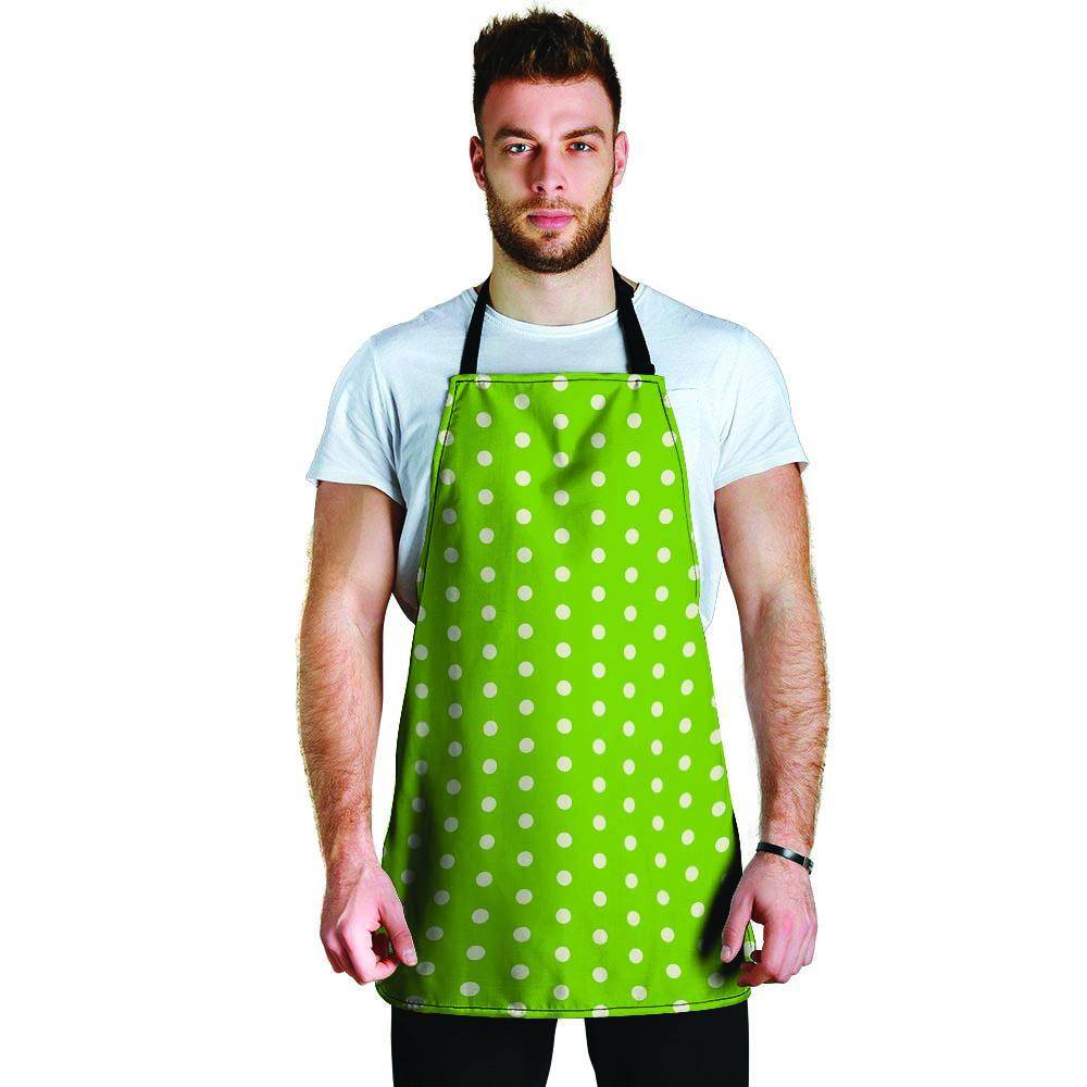 Green And White Polka Dot Men's Apron-grizzshop