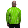 Green And White Polka Dot Men's Bomber Jacket-grizzshop