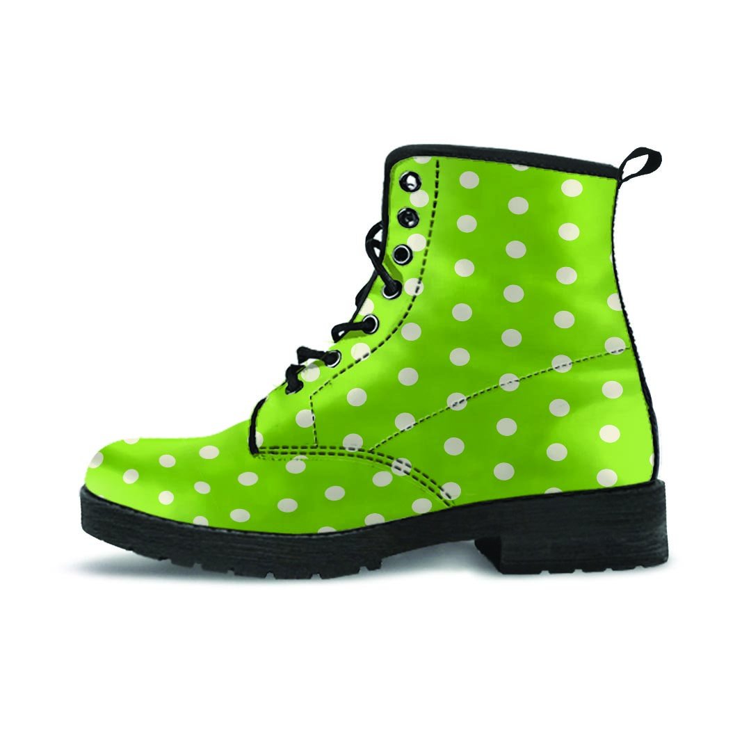 Green And White Polka Dot Men's Boots-grizzshop