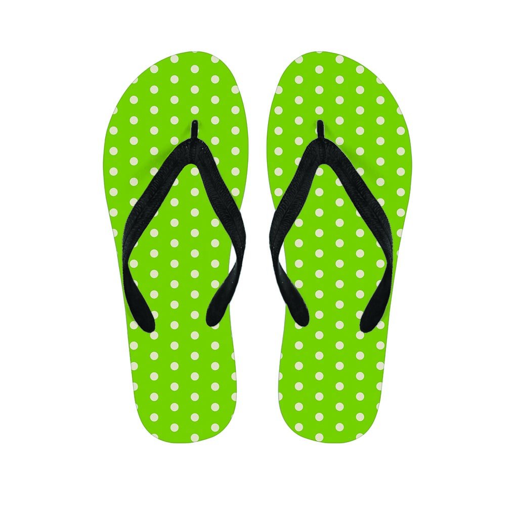 Green And White Polka Dot Men's Flip Flops-grizzshop