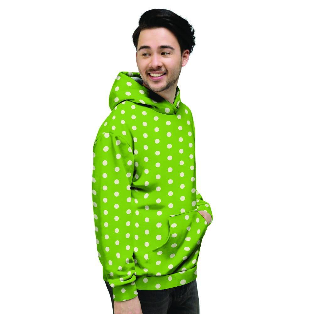 Green And White Polka Dot Men's Hoodie-grizzshop