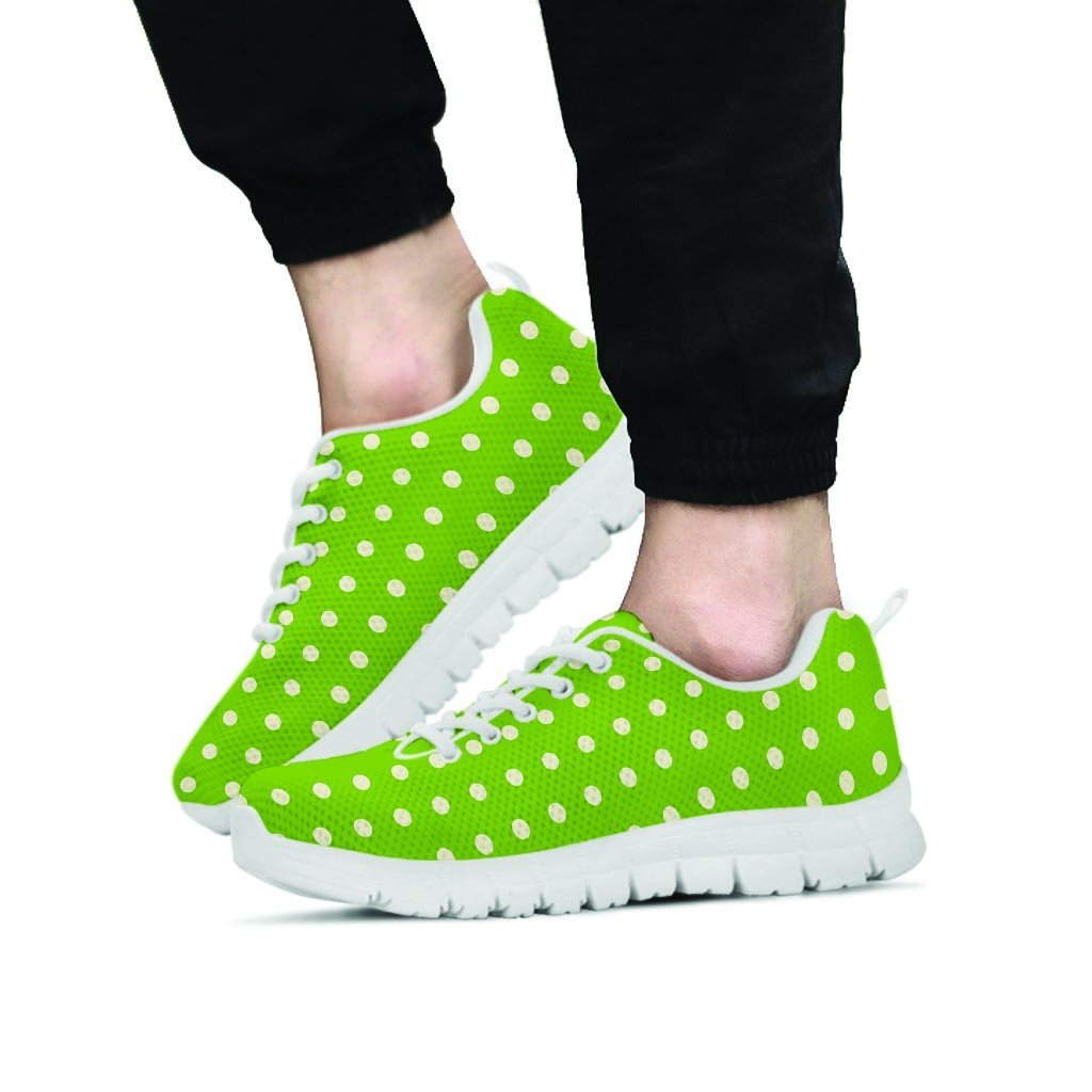 Green And White Polka Dot Men's Sneakers-grizzshop