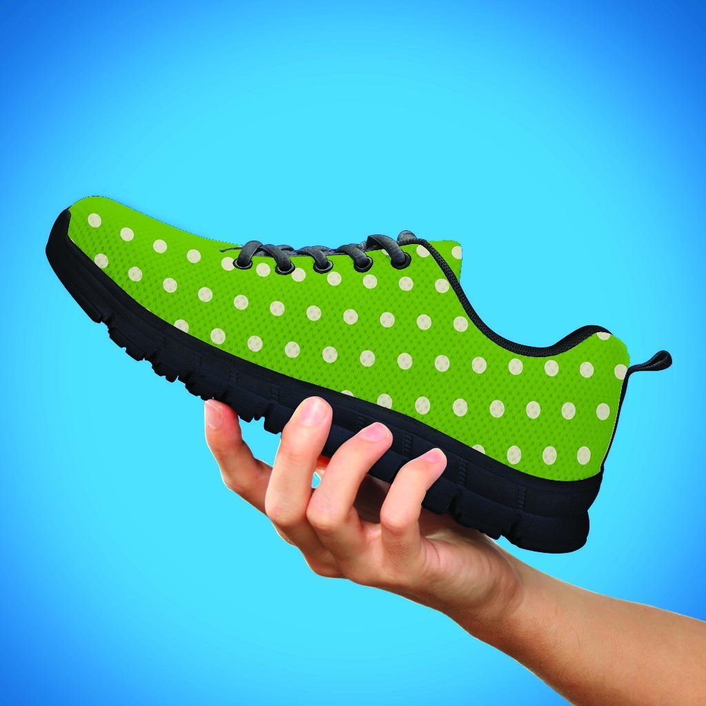 Green And White Polka Dot Men's Sneakers-grizzshop