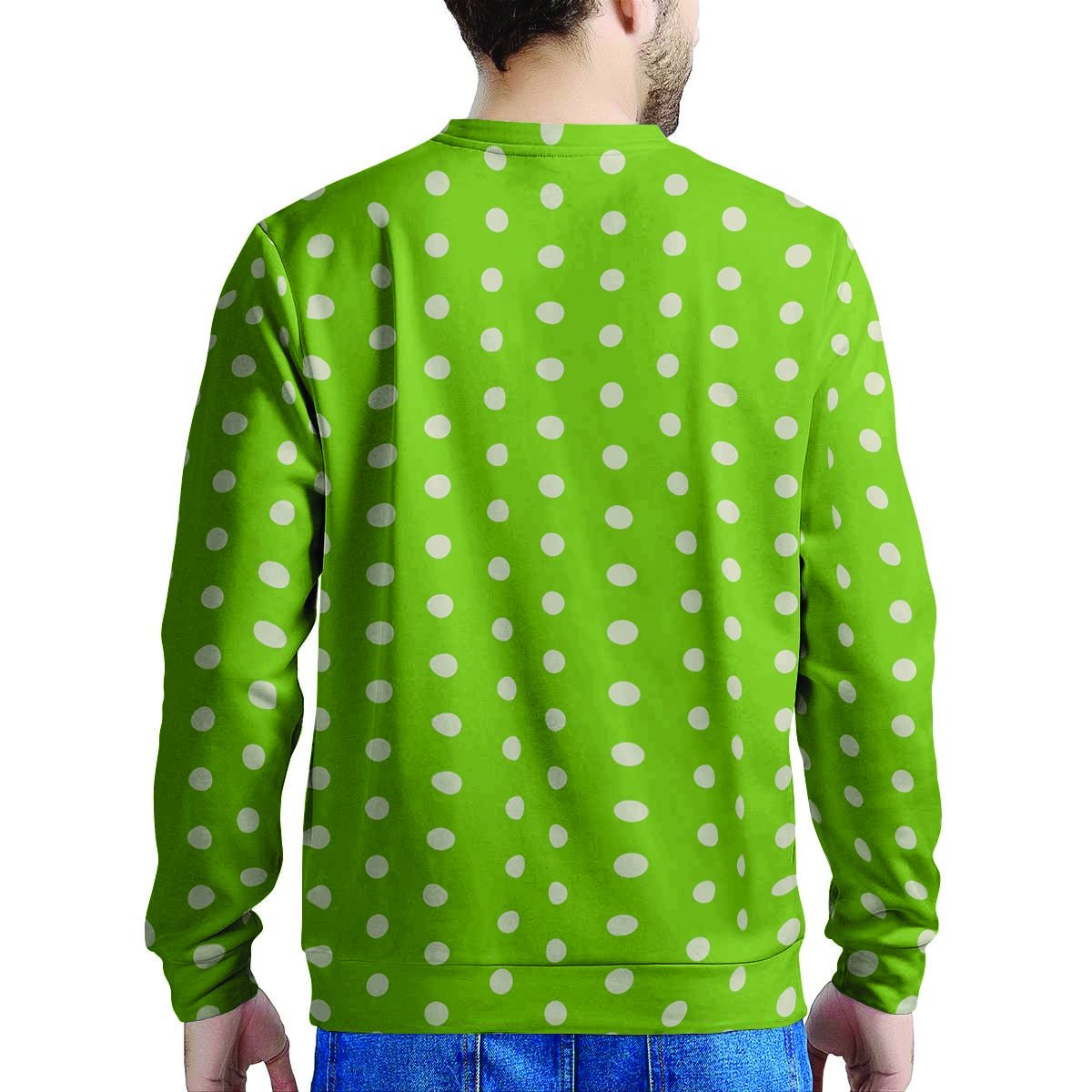 Green And White Polka Dot Men's Sweatshirt-grizzshop