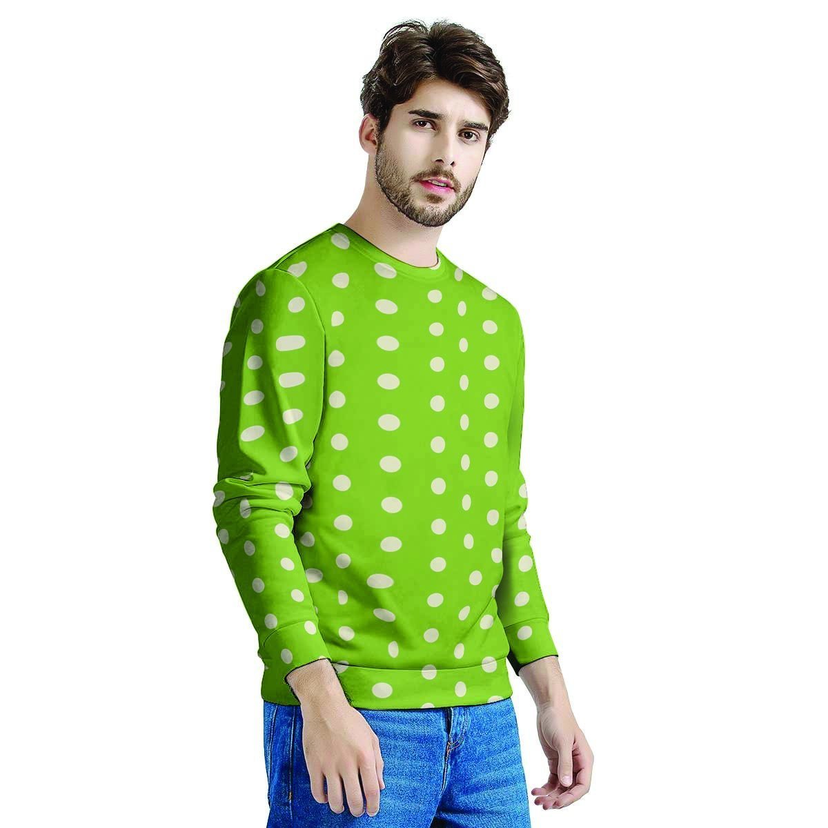 Green And White Polka Dot Men's Sweatshirt-grizzshop