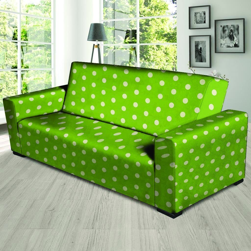 Green And White Polka Dot Sofa Cover-grizzshop