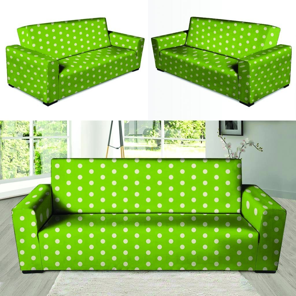 Green And White Polka Dot Sofa Cover-grizzshop