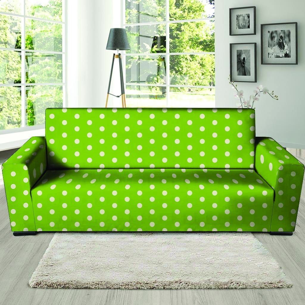 Green And White Polka Dot Sofa Cover-grizzshop