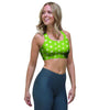 Green And White Polka Dot Sports Bra-grizzshop