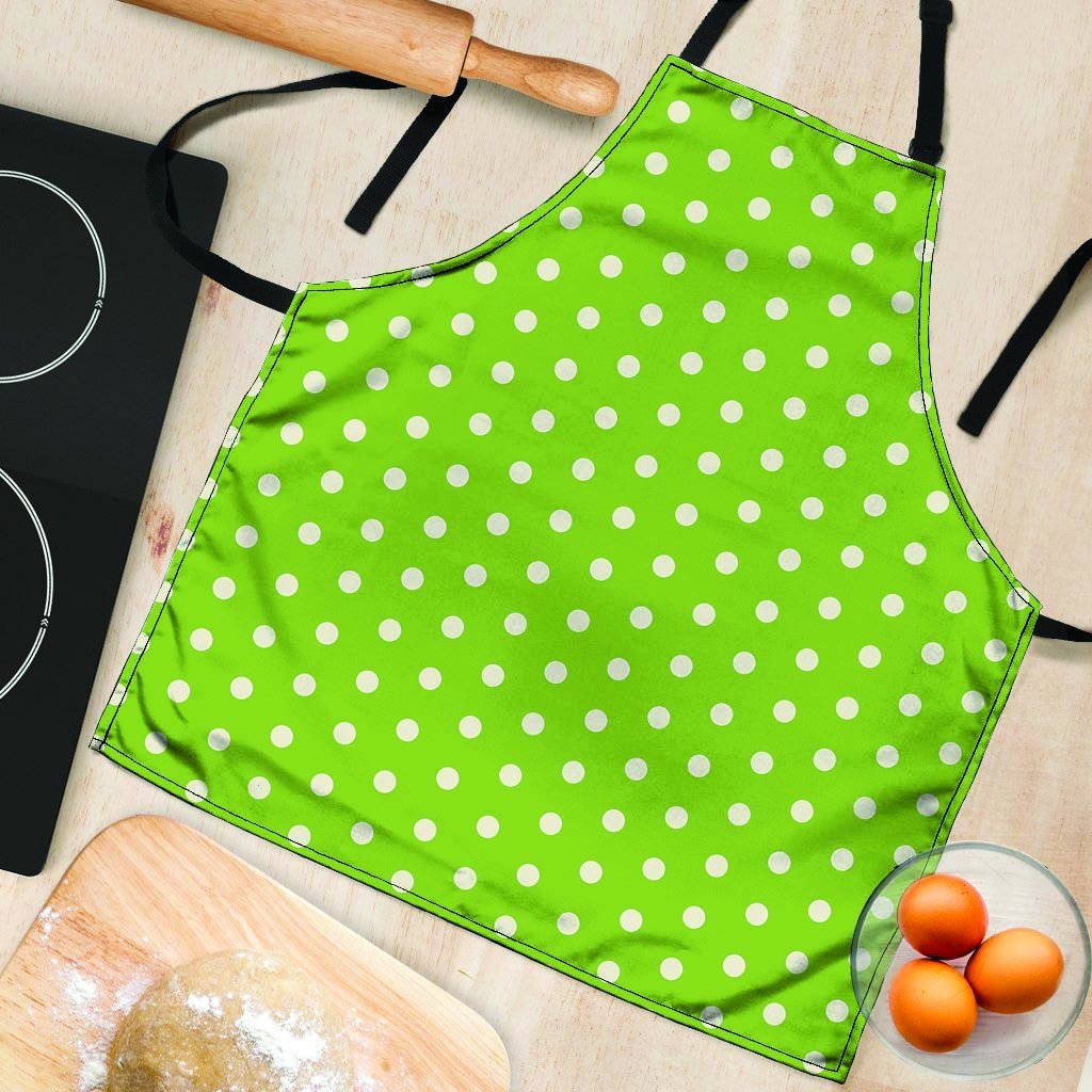 Green And White Polka Dot Women's Apron-grizzshop