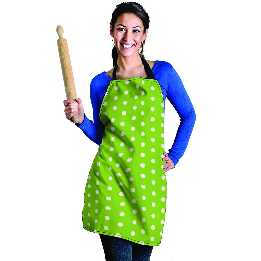 Green And White Polka Dot Women's Apron-grizzshop