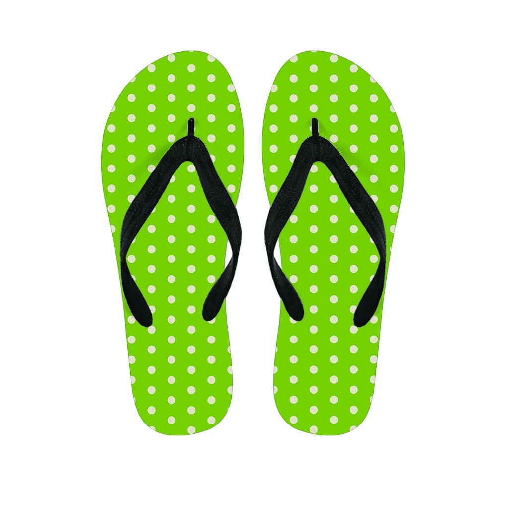 Green And White Polka Dot Women's Flip Flops-grizzshop