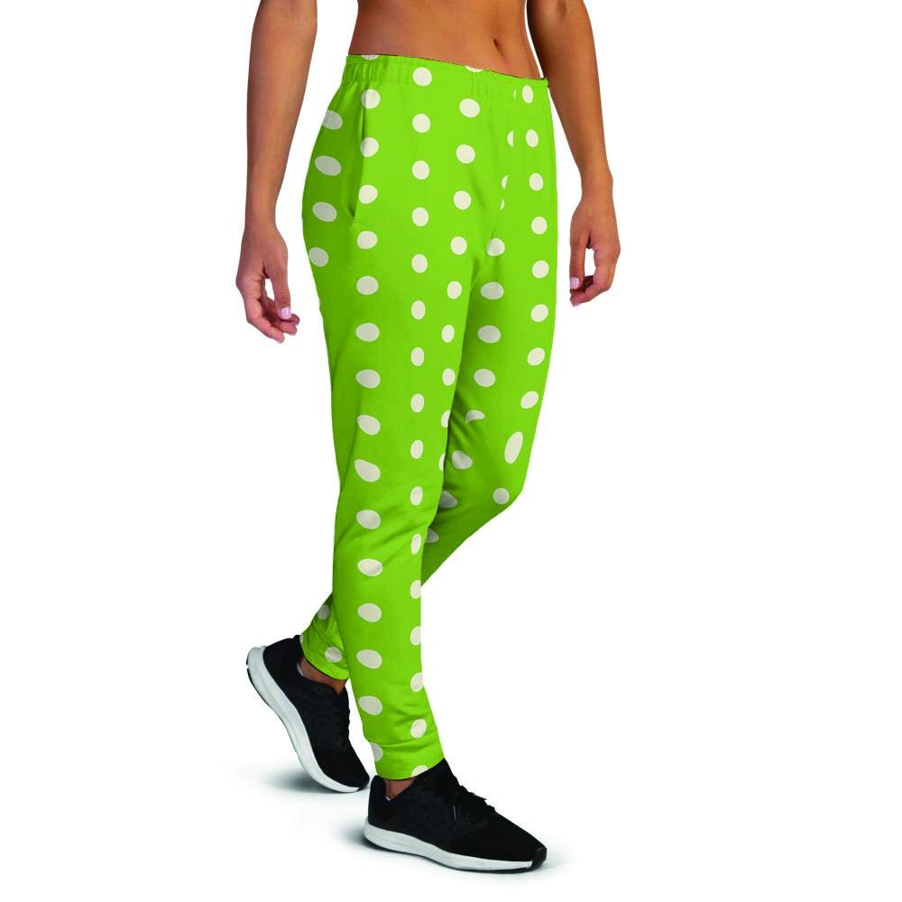 Green And White Polka Dot Women's Joggers-grizzshop