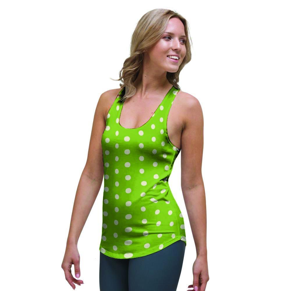Green And White Polka Dot Women's Racerback Tank Top-grizzshop