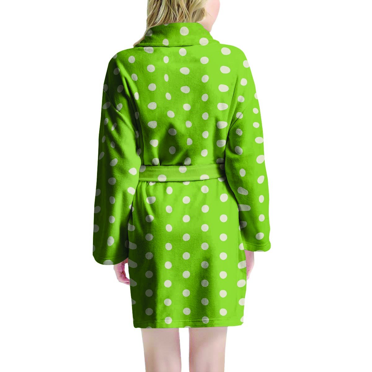 Green And White Polka Dot Women's Robe-grizzshop