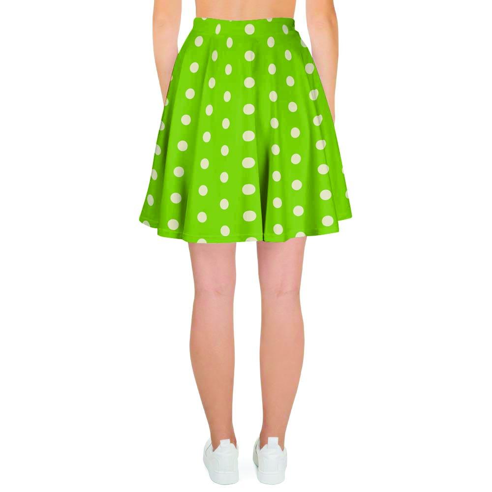 Green And White Polka Dot Women's Skirt-grizzshop