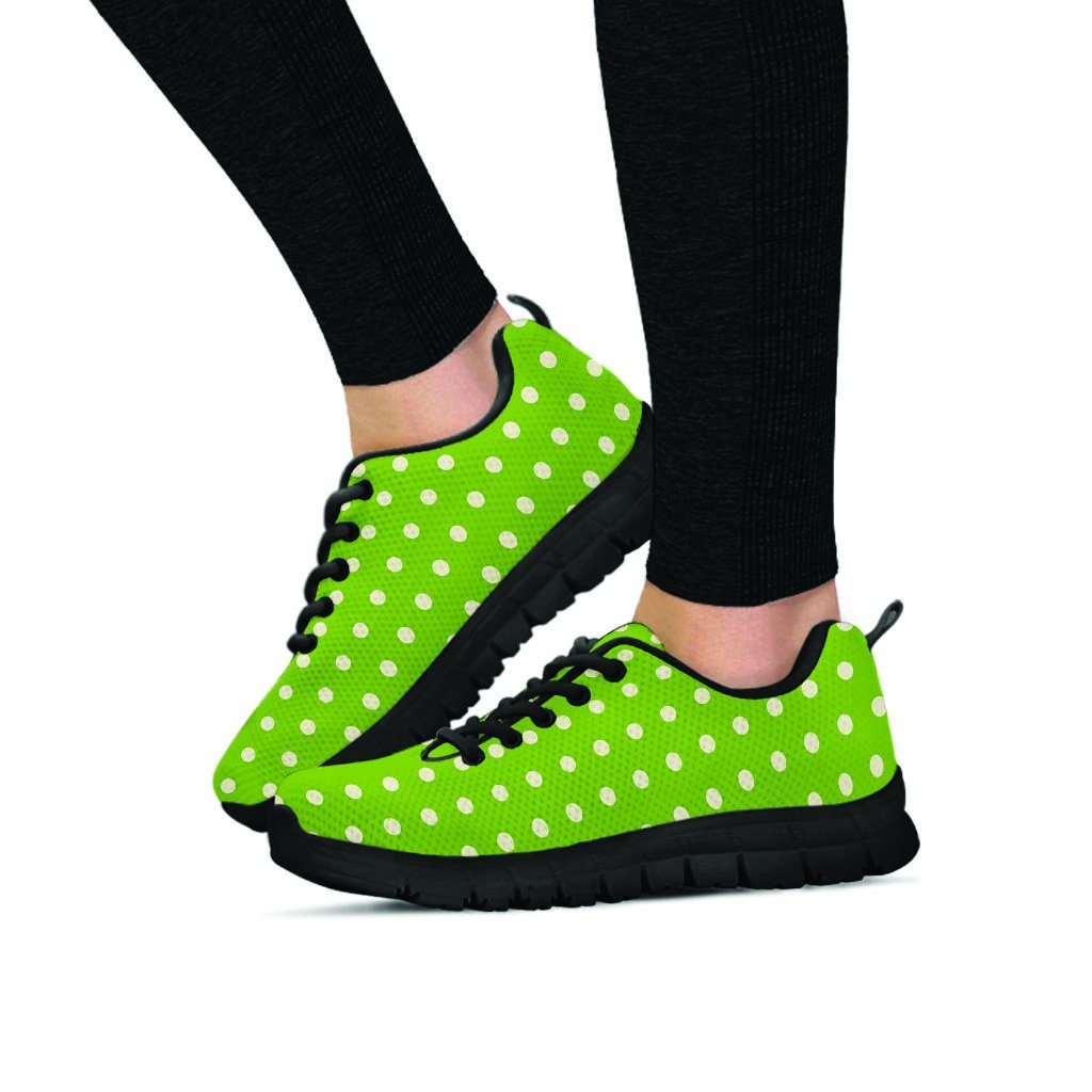 Green And White Polka Dot Women's Sneakers-grizzshop