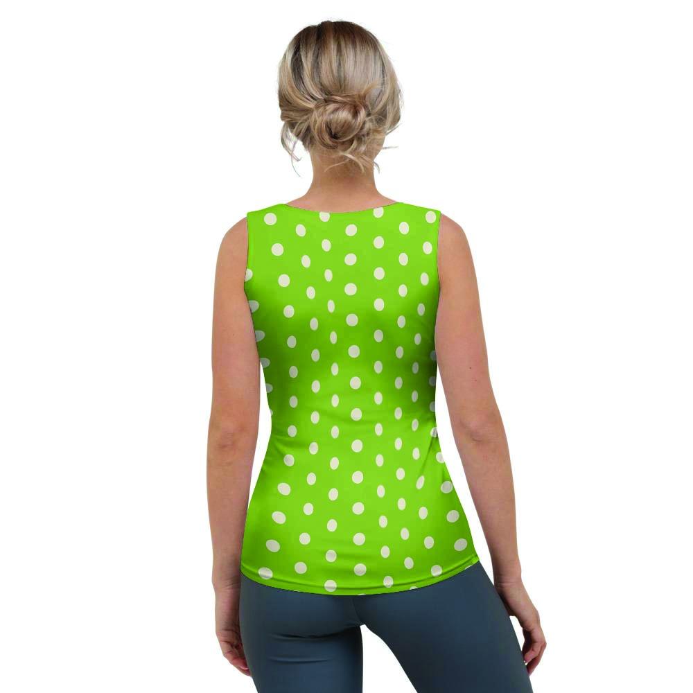 Green And White Polka Dot Women's Tank Top-grizzshop