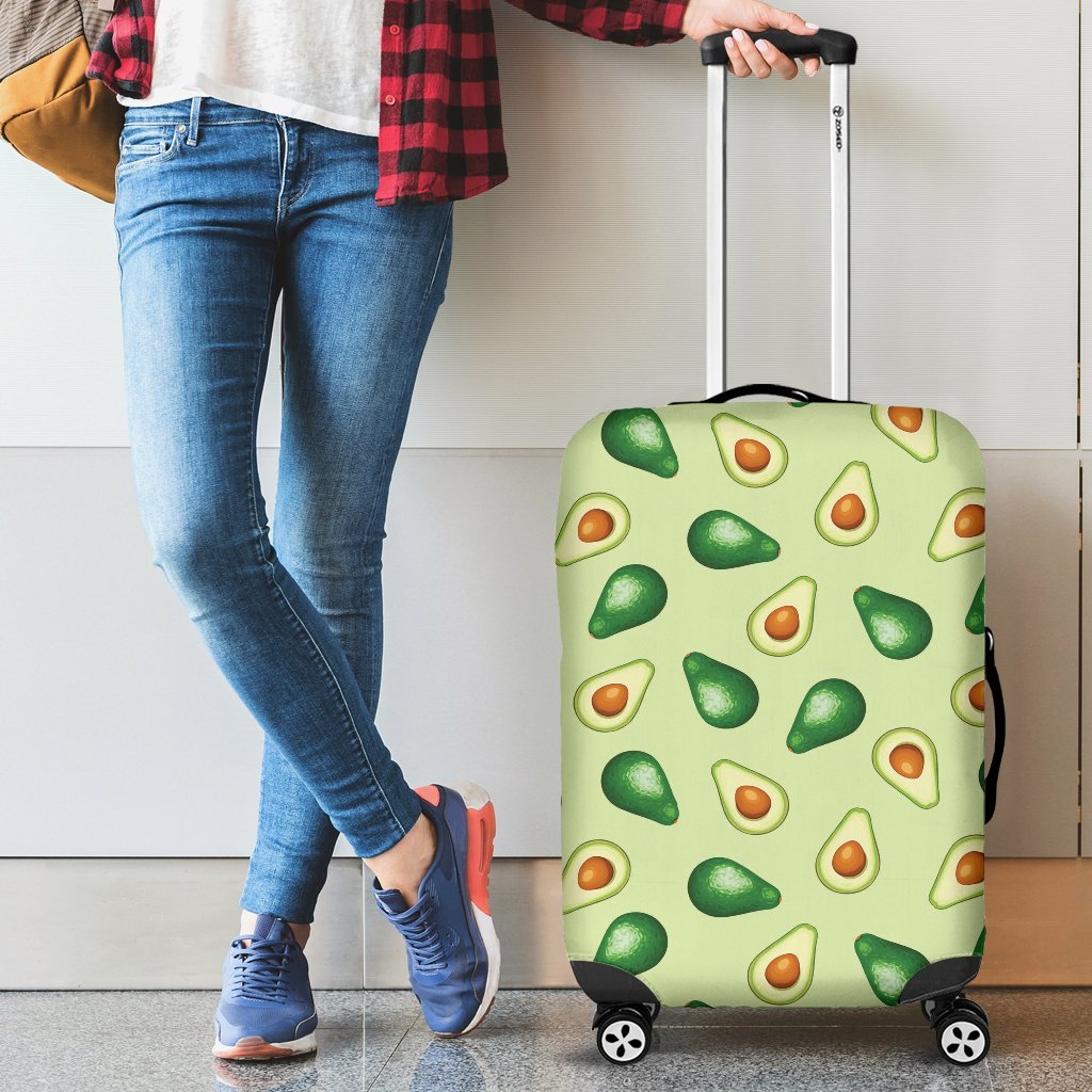 Green Avocado Pattern Print Luggage Cover Protector-grizzshop