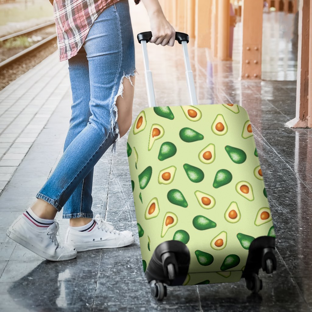 Green Avocado Pattern Print Luggage Cover Protector-grizzshop