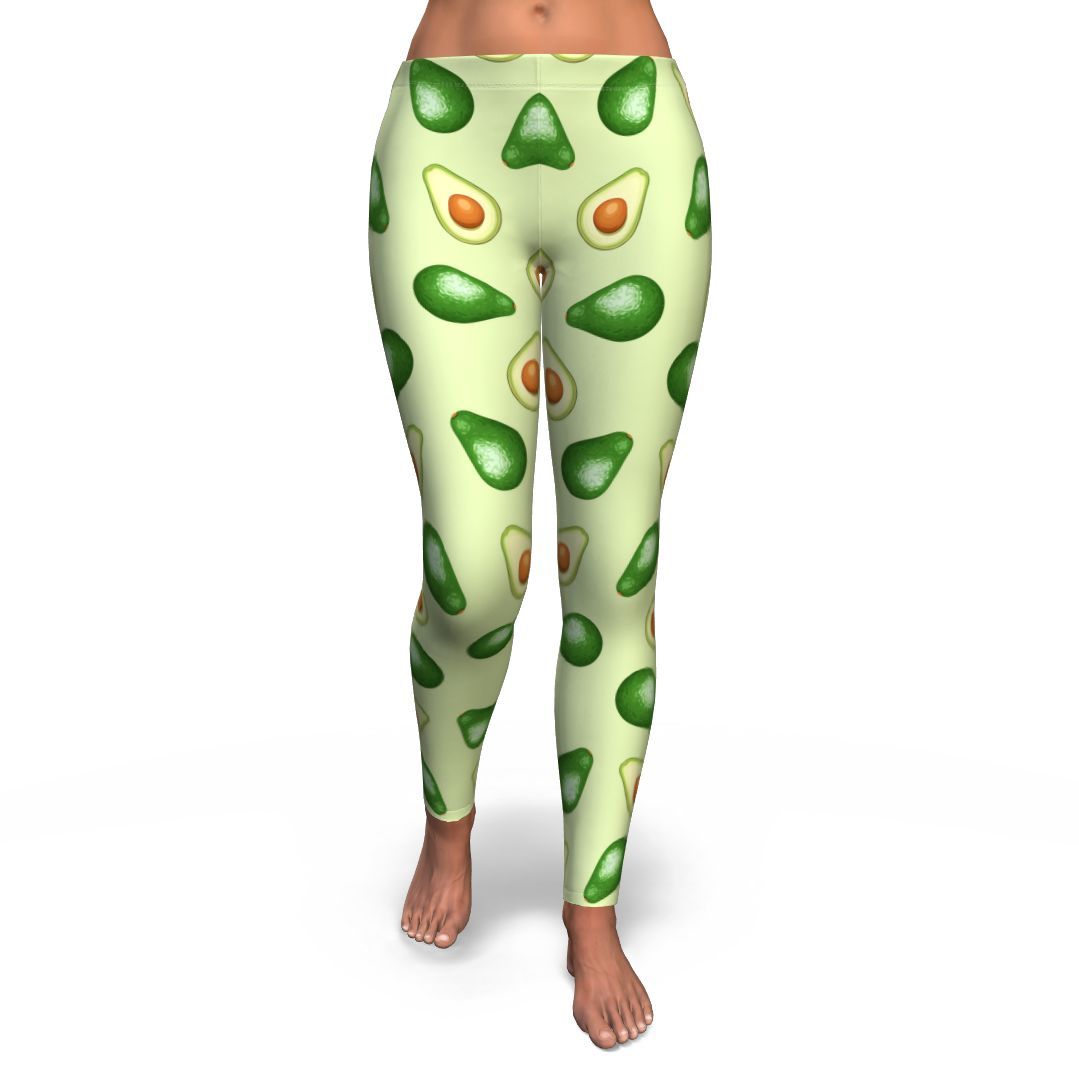 Green Avocado Pattern Print Pattern Women Leggings-grizzshop