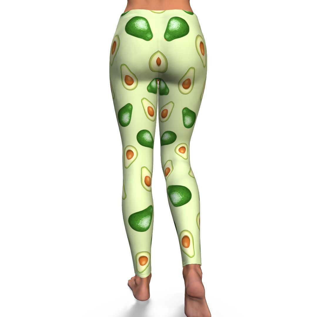 Green Avocado Pattern Print Pattern Women Leggings-grizzshop