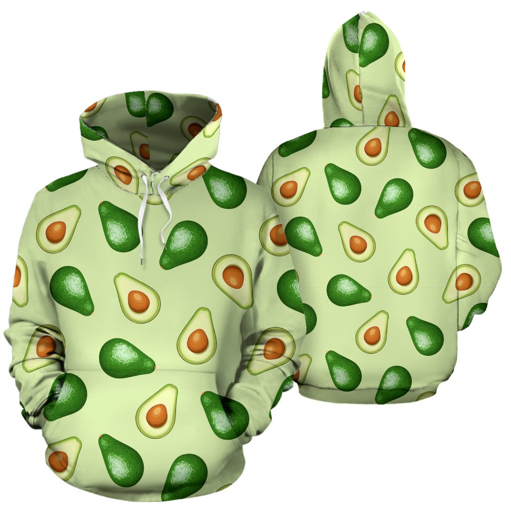Green Avocado Pattern Print Women Men Pullover Hoodie-grizzshop