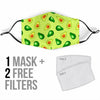 Green Avocado Patttern Print Face Mask-grizzshop