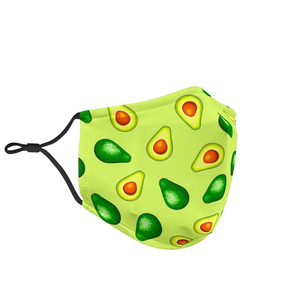 Green Avocado Patttern Print Face Mask-grizzshop