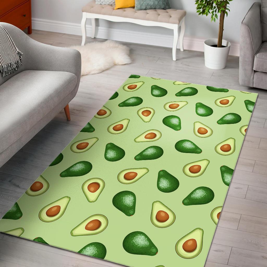 Green Avocado Patttern Print Floor Mat-grizzshop