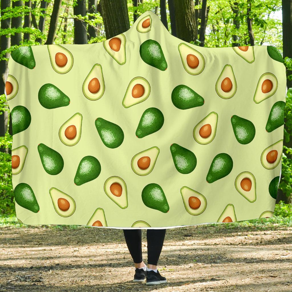 Green Avocado Patttern Print Hooded Blanket-grizzshop