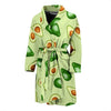 Green Avocado Patttern Print Men Long Robe-grizzshop