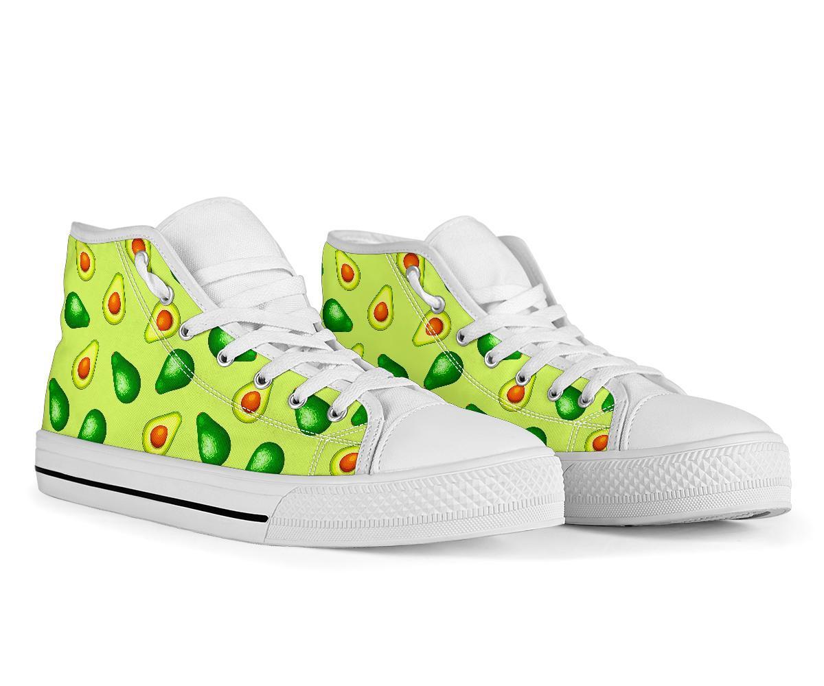 Green Avocado Patttern Print Men Women's High Top Shoes-grizzshop