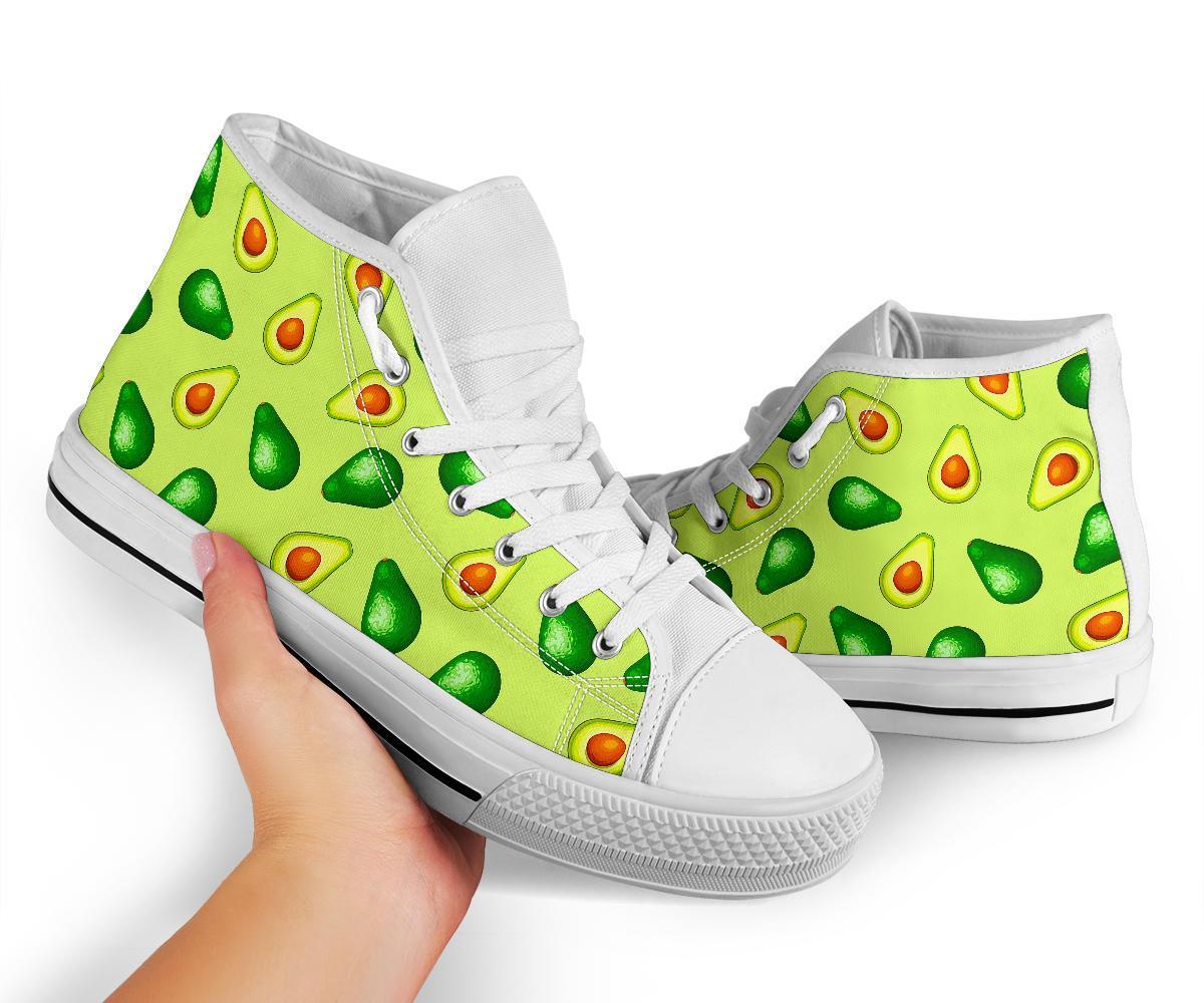 Green Avocado Patttern Print Men Women's High Top Shoes-grizzshop