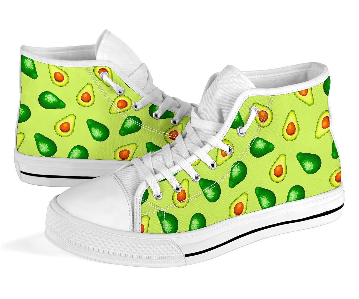 Green Avocado Patttern Print Men Women's High Top Shoes-grizzshop