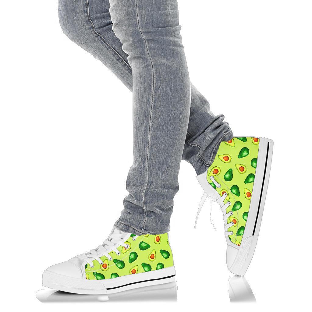 Green Avocado Patttern Print Men Women's High Top Shoes-grizzshop