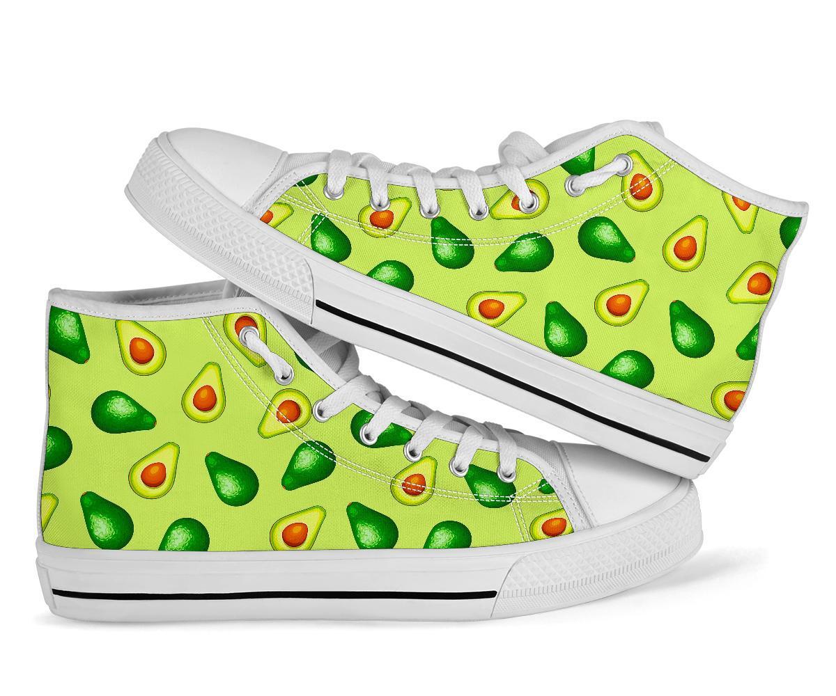 Green Avocado Patttern Print Men Women's High Top Shoes-grizzshop